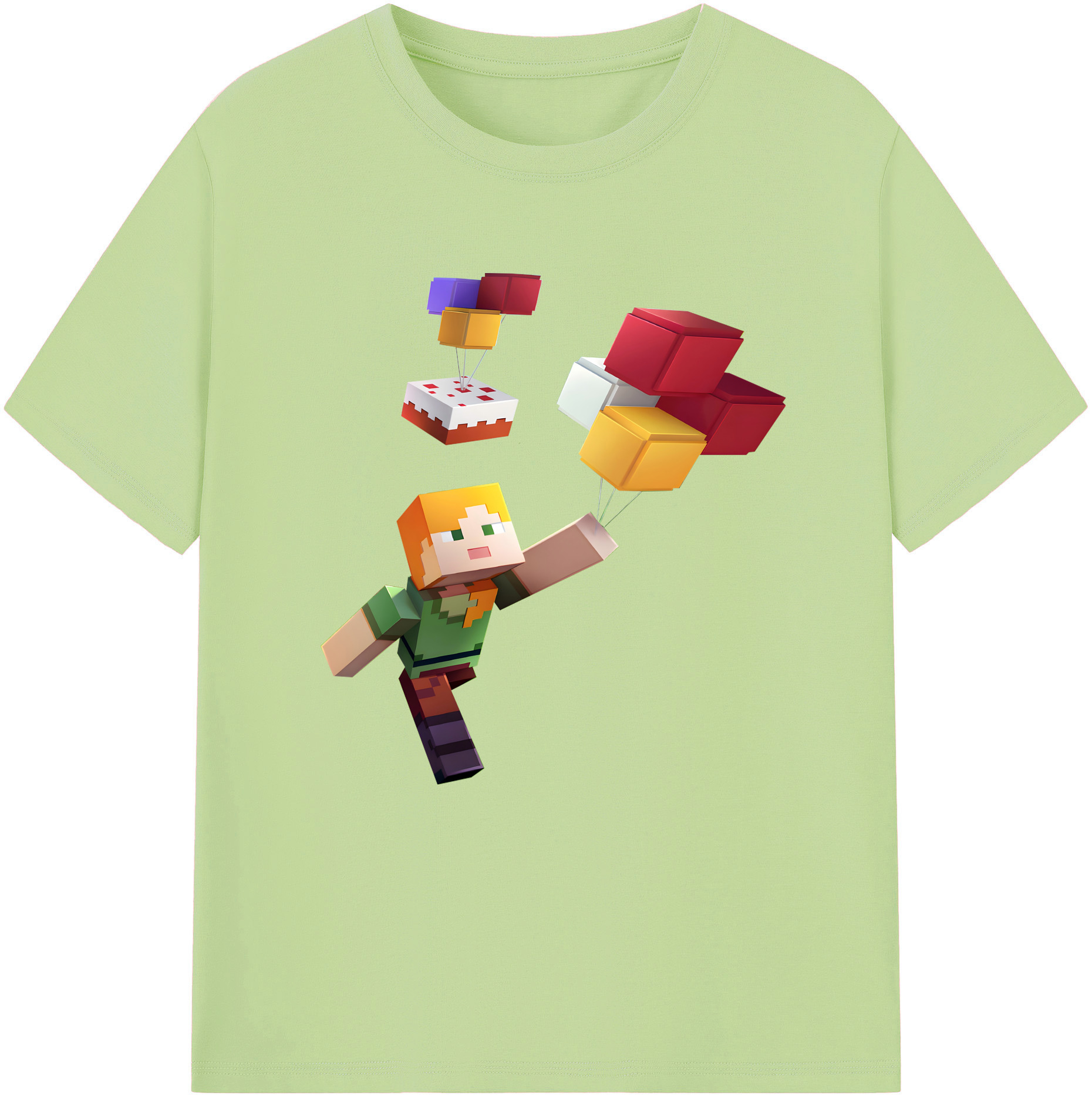 （画像用） マインクラフト ブロックの世界 Minecraft MC Block world 綿100％半袖Tシャツ（フロントプリント）
